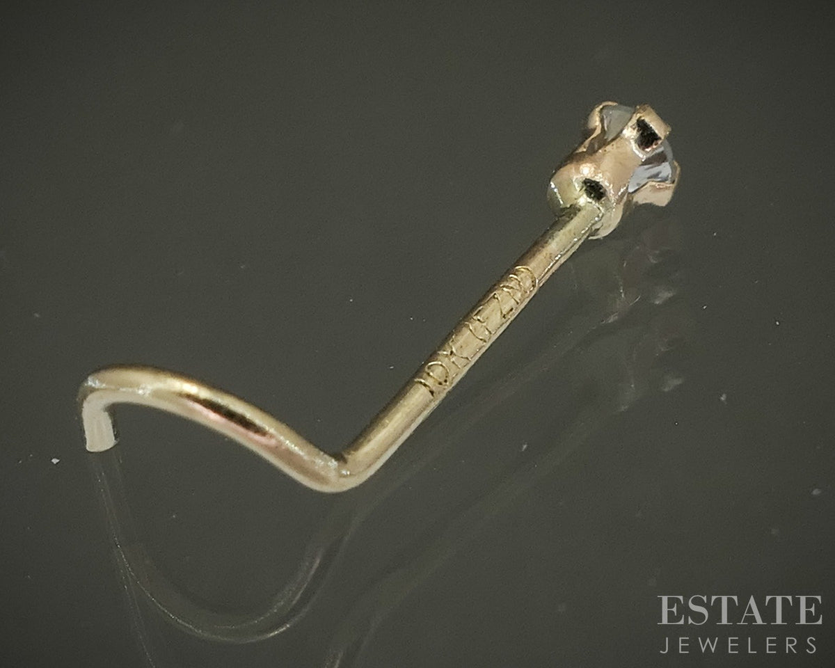10k Yellow Gold Round Natural .01ct Diamond Nose Ring Stud p29746
