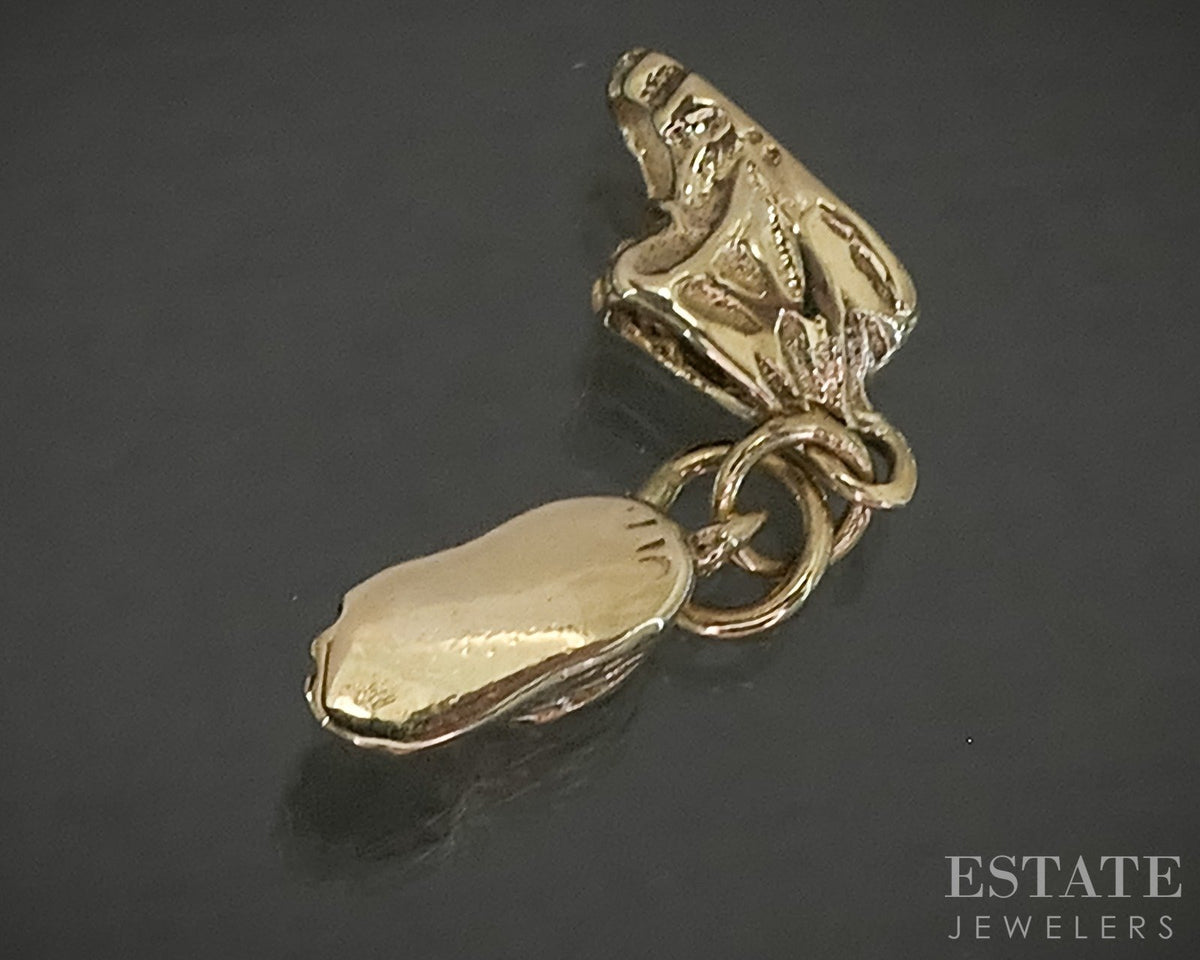 Vintage 10k Yellow Gold Dimensional Baby Shoes Charm 1.5g p29248
