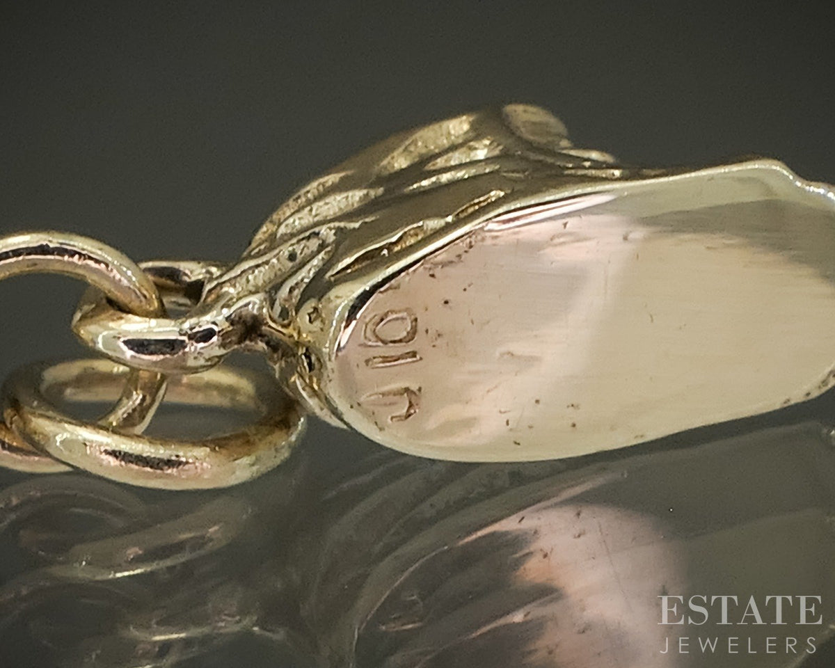 Vintage 10k Yellow Gold Dimensional Baby Shoes Charm 1.5g p29248
