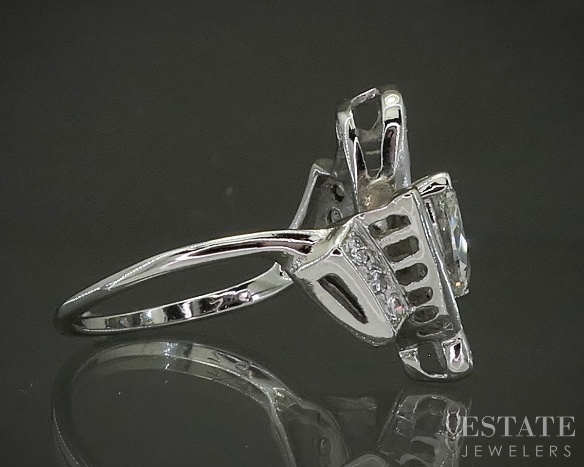 Vintage 14k White Gold Marquise Natural 1.52ctw Diamond Engagement Ring p27983