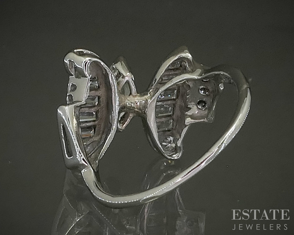 Vintage 14k White Gold Marquise Natural 1.52ctw Diamond Engagement Ring p27983