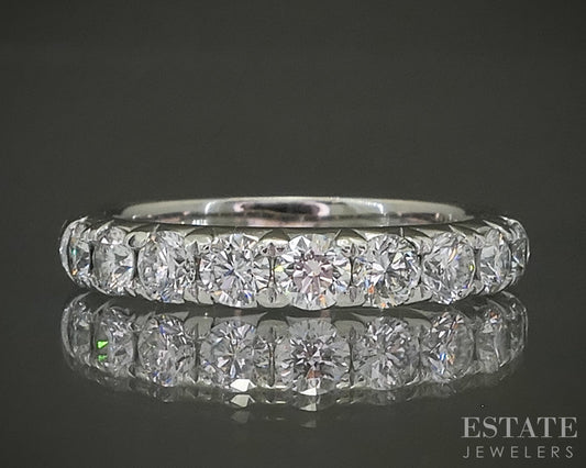 14k White Gold Natural .90ctw Diamond 9-Stone Ladies Wedding Band 3.8g p28949