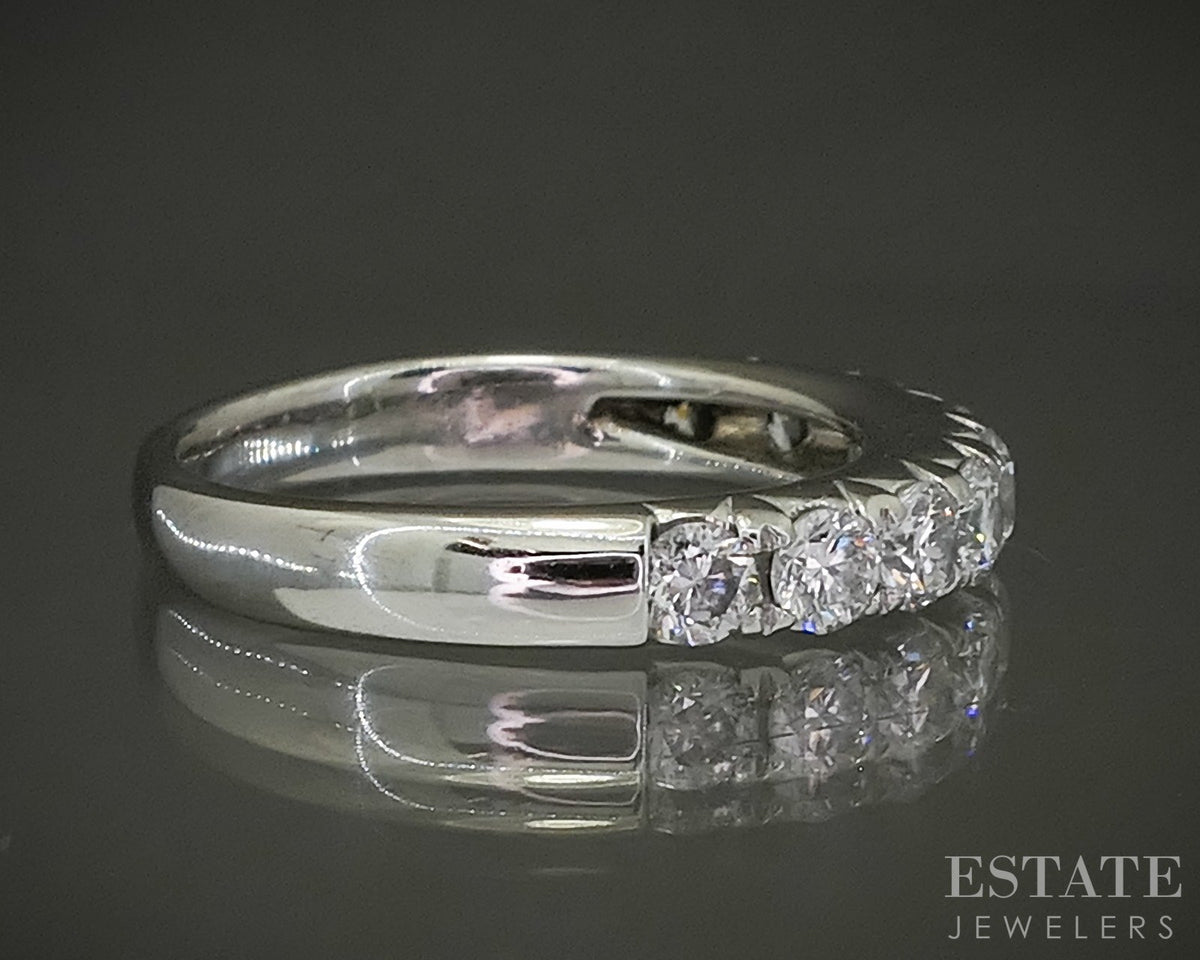 14k White Gold Natural .90ctw Diamond 9-Stone Ladies Wedding Band 3.8g p28949