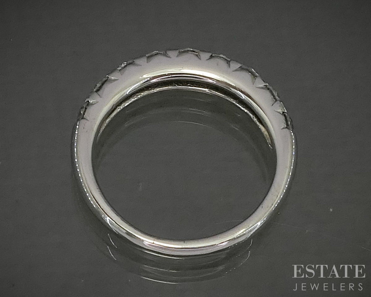 14k White Gold Natural .90ctw Diamond 9-Stone Ladies Wedding Band 3.8g p28949