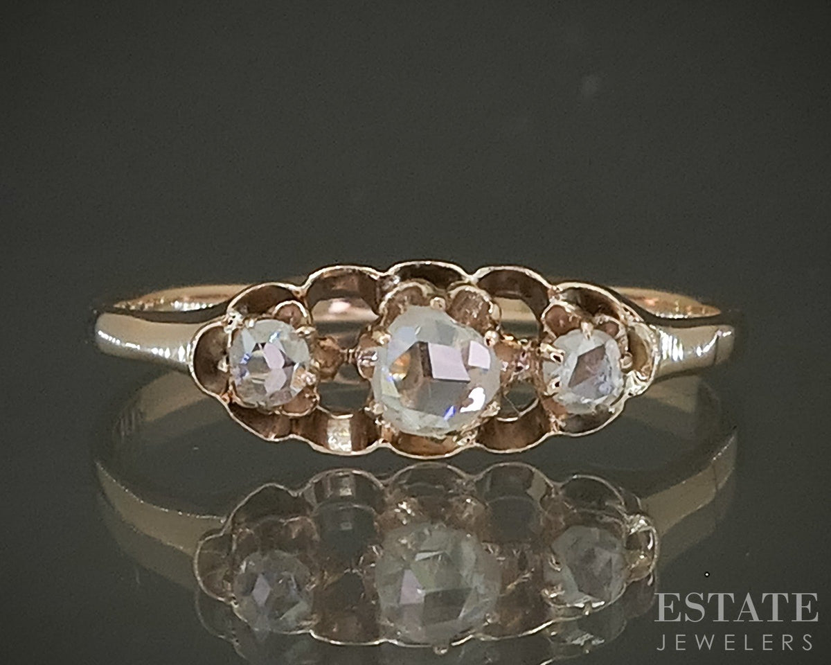 Antique 10k Yellow Gold Rose Cut Natural .20ctw Diamond Engagement Ring p25055