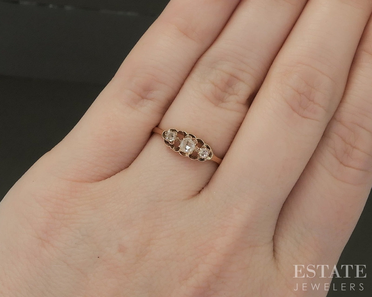 Antique 10k Yellow Gold Rose Cut Natural .20ctw Diamond Engagement Ring p25055