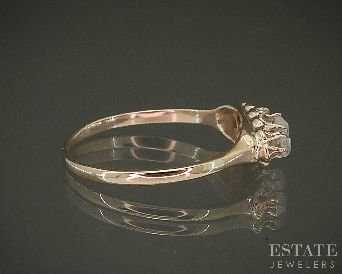 Antique 10k Yellow Gold Rose Cut Natural .20ctw Diamond Engagement Ring p25055