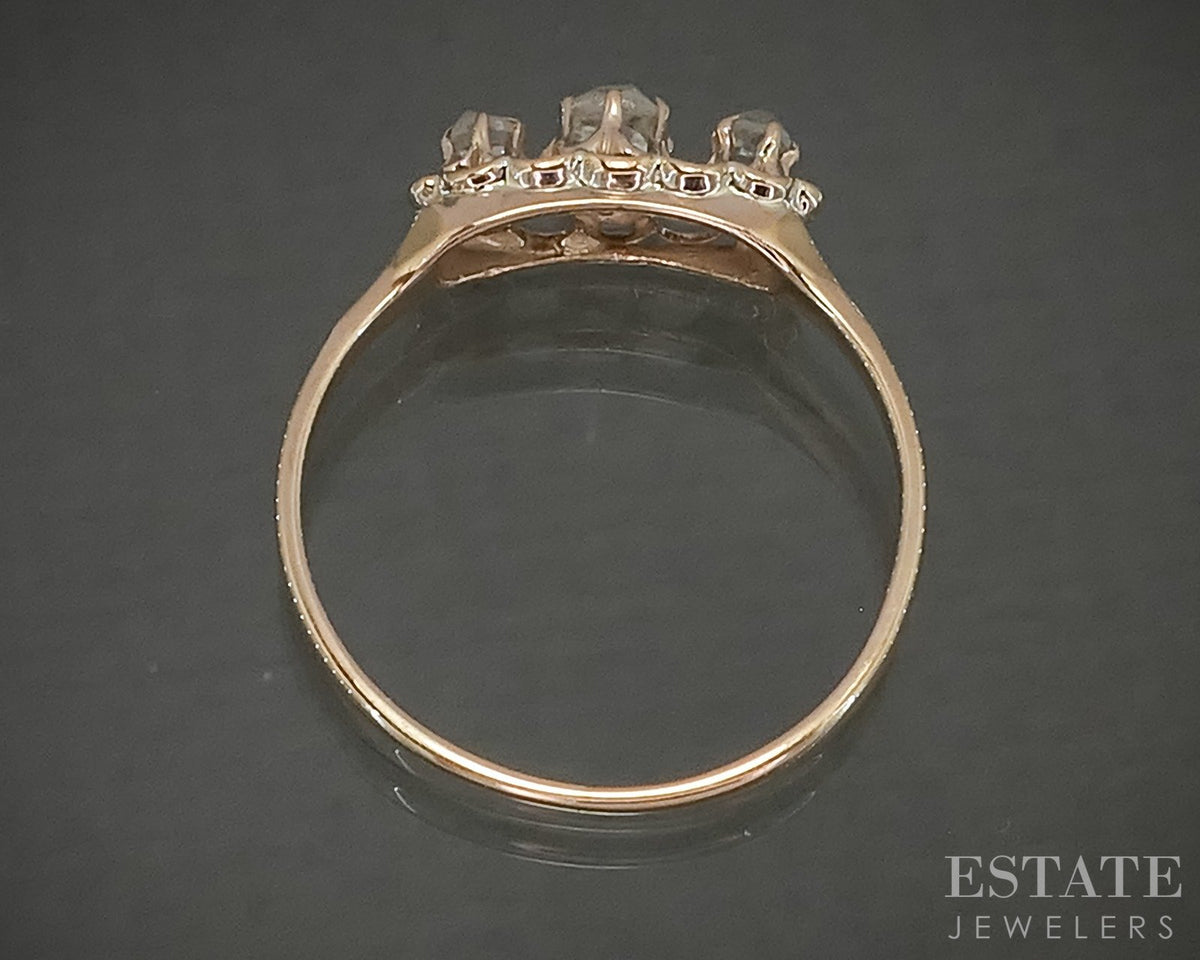 Antique 10k Yellow Gold Rose Cut Natural .20ctw Diamond Engagement Ring p25055