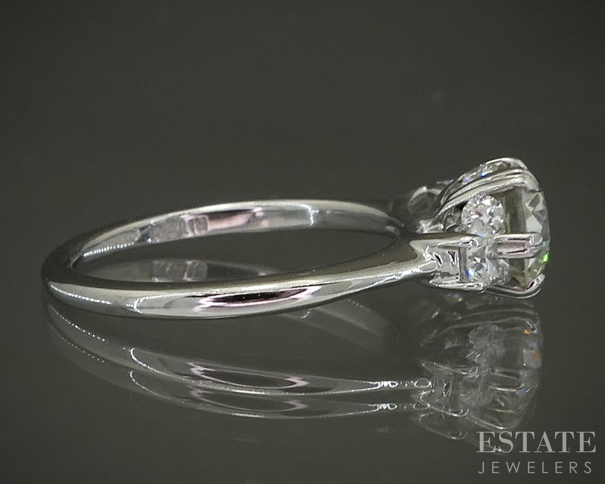 18k White Gold OEC Natural 1.40ctw Diamond Three Stone Engagement Ring 3g p24900
