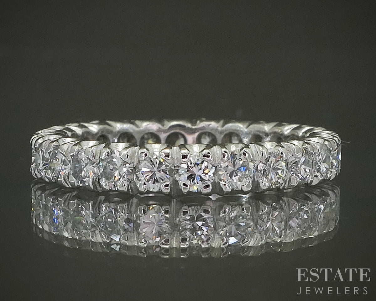 Platinum Round Natural 1.43ctw Diamond Eternity Wedding Band 5.9g p27327