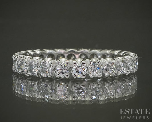 Platinum Round Natural 1.43ctw Diamond Eternity Wedding Band 5.9g p27327