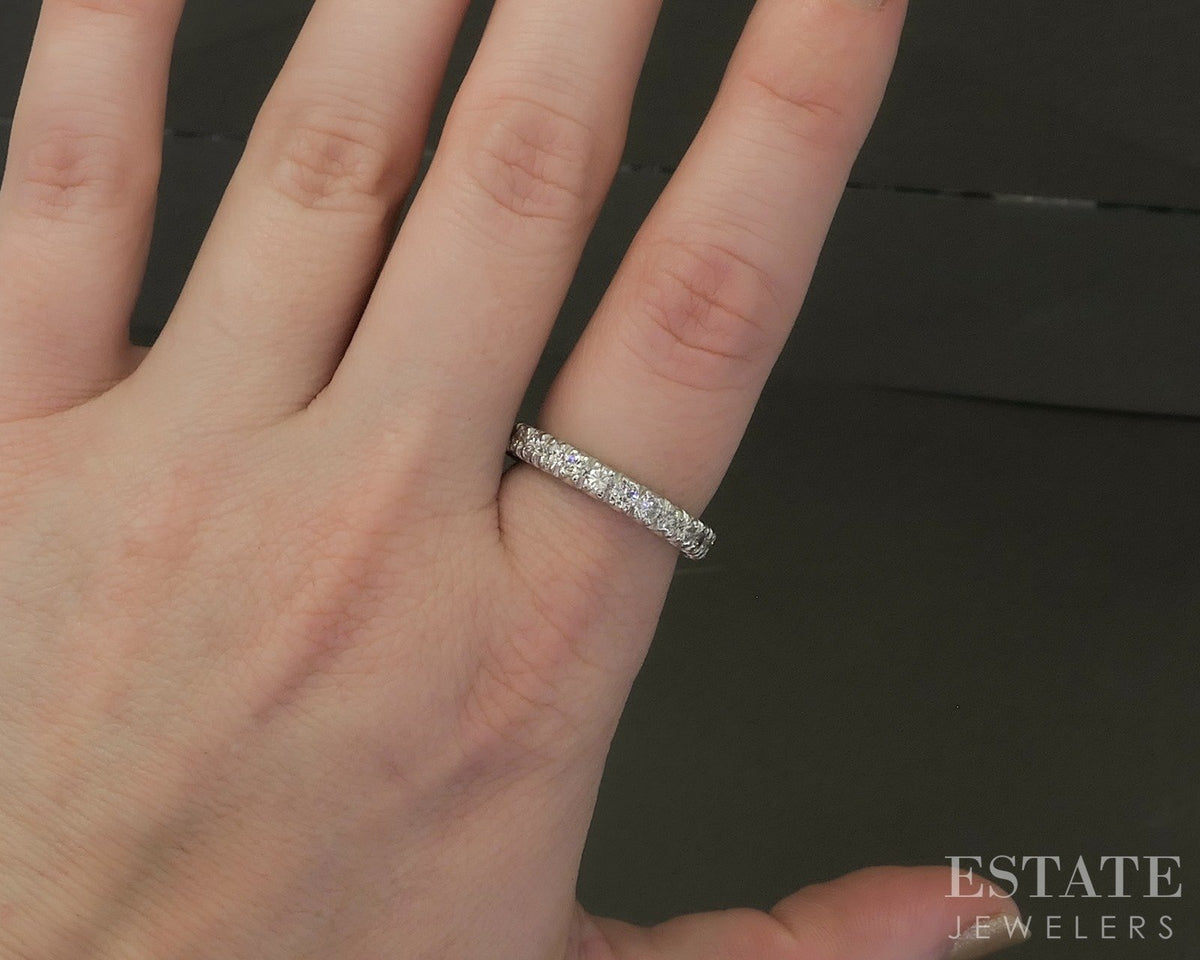 Platinum Round Natural 1.43ctw Diamond Eternity Wedding Band 5.9g p27327