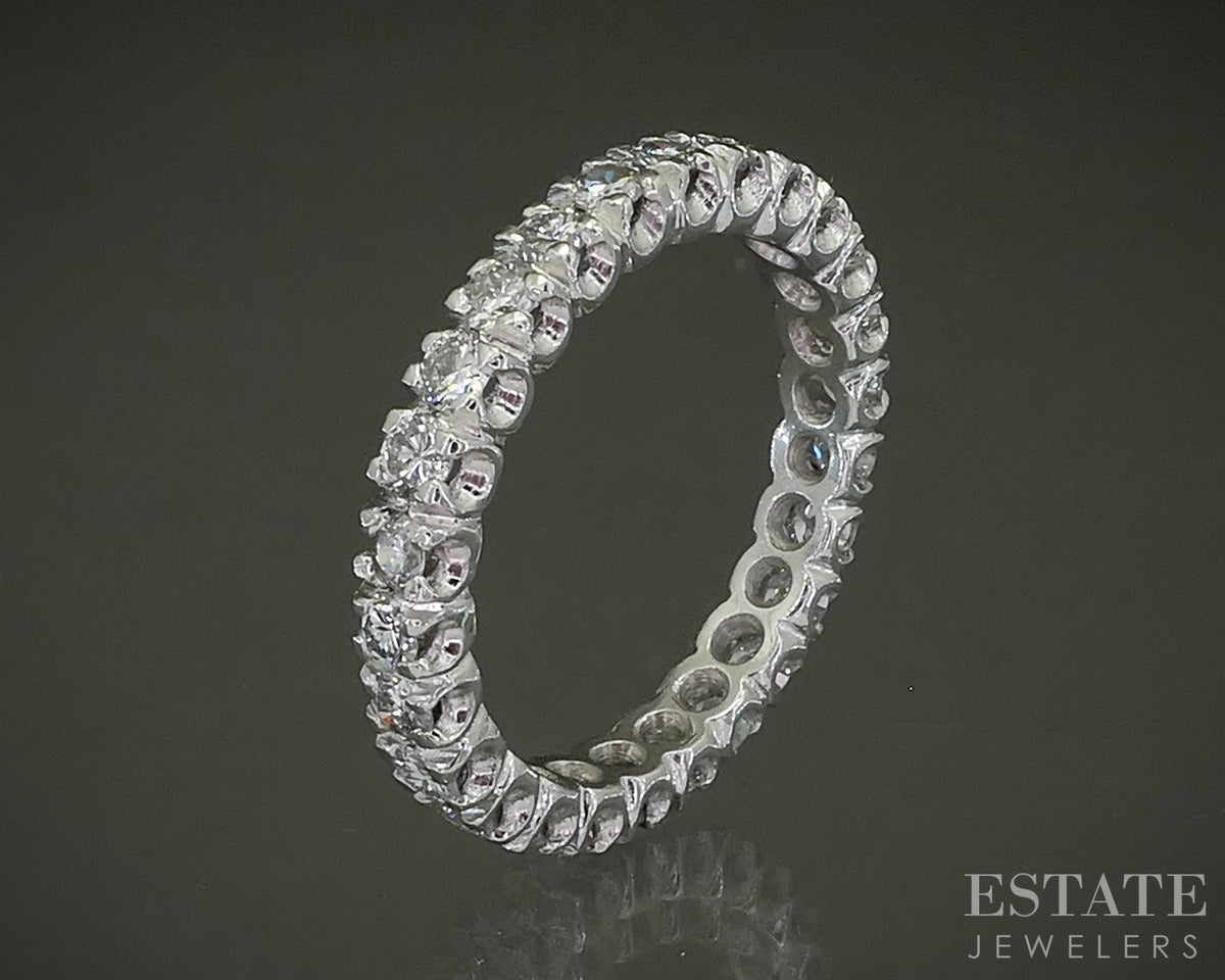 Platinum Round Natural 1.43ctw Diamond Eternity Wedding Band 5.9g p27327