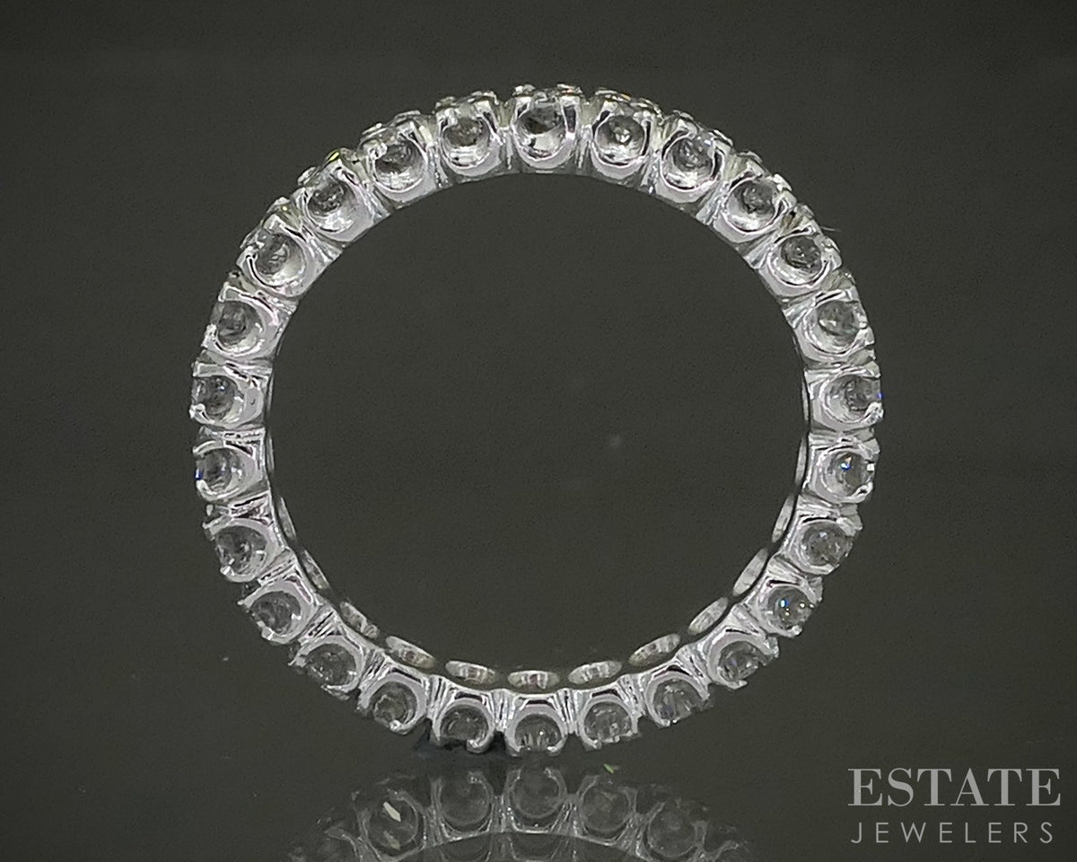 Platinum Round Natural 1.43ctw Diamond Eternity Wedding Band 5.9g p27327