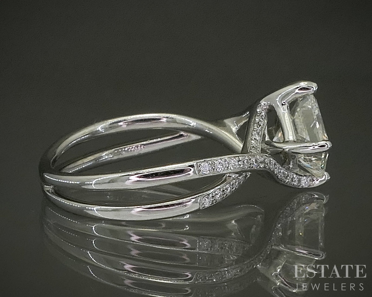 18k White Gold Princess EGL Natural 1.04ct Diamond Engagement Ring 3g p27570
