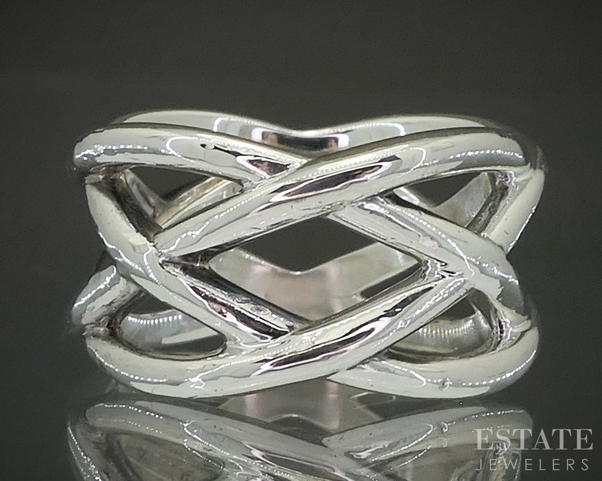 Sterling Silver Tiffany & Co. Celtic Knot Ladies Band Ring 8.5g p29089