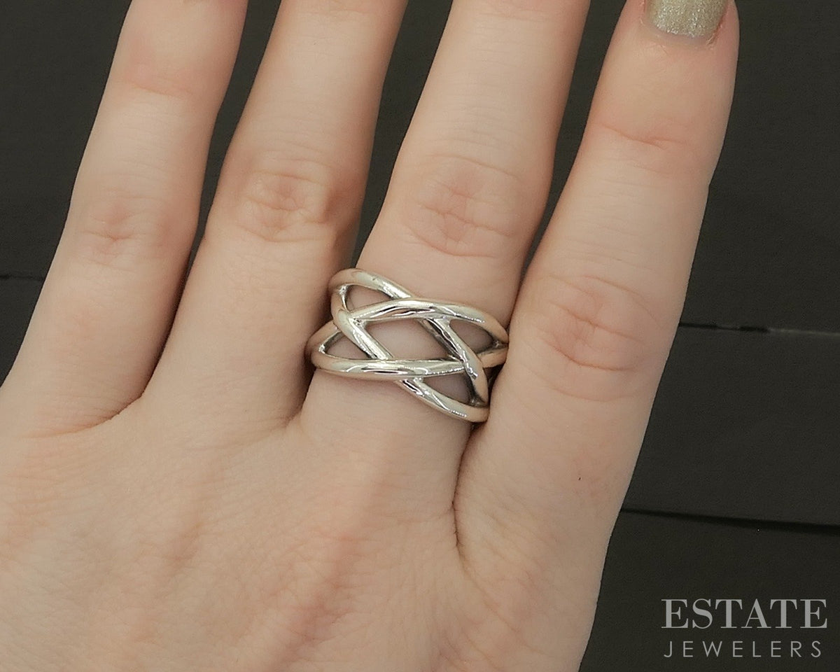 Sterling Silver Tiffany & Co. Celtic Knot Ladies Band Ring 8.5g p29089