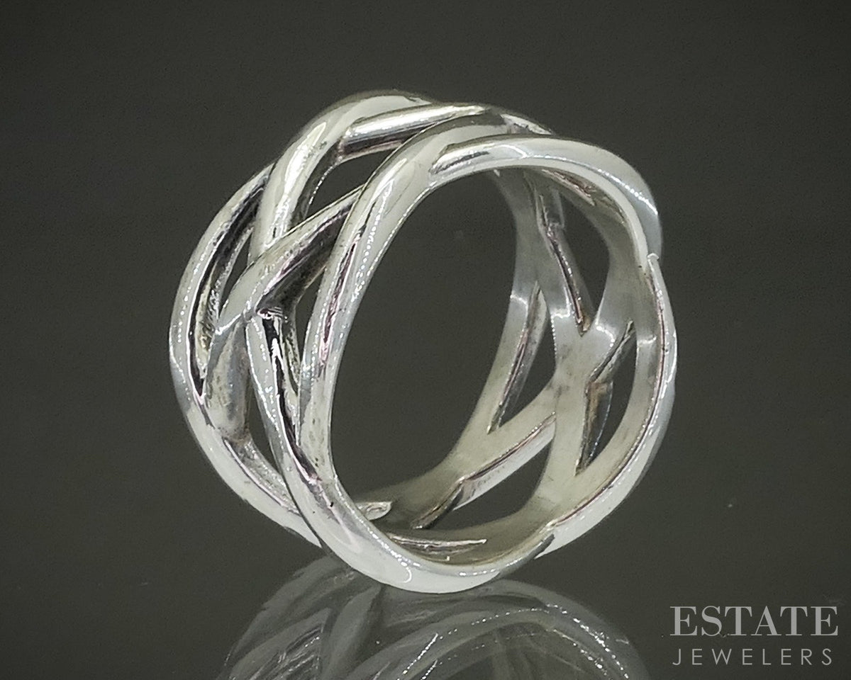Sterling Silver Tiffany & Co. Celtic Knot Ladies Band Ring 8.5g p29089
