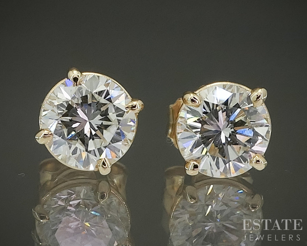 14k Yellow Gold Round Natural .84ctw Diamond Stud Earrings p28888