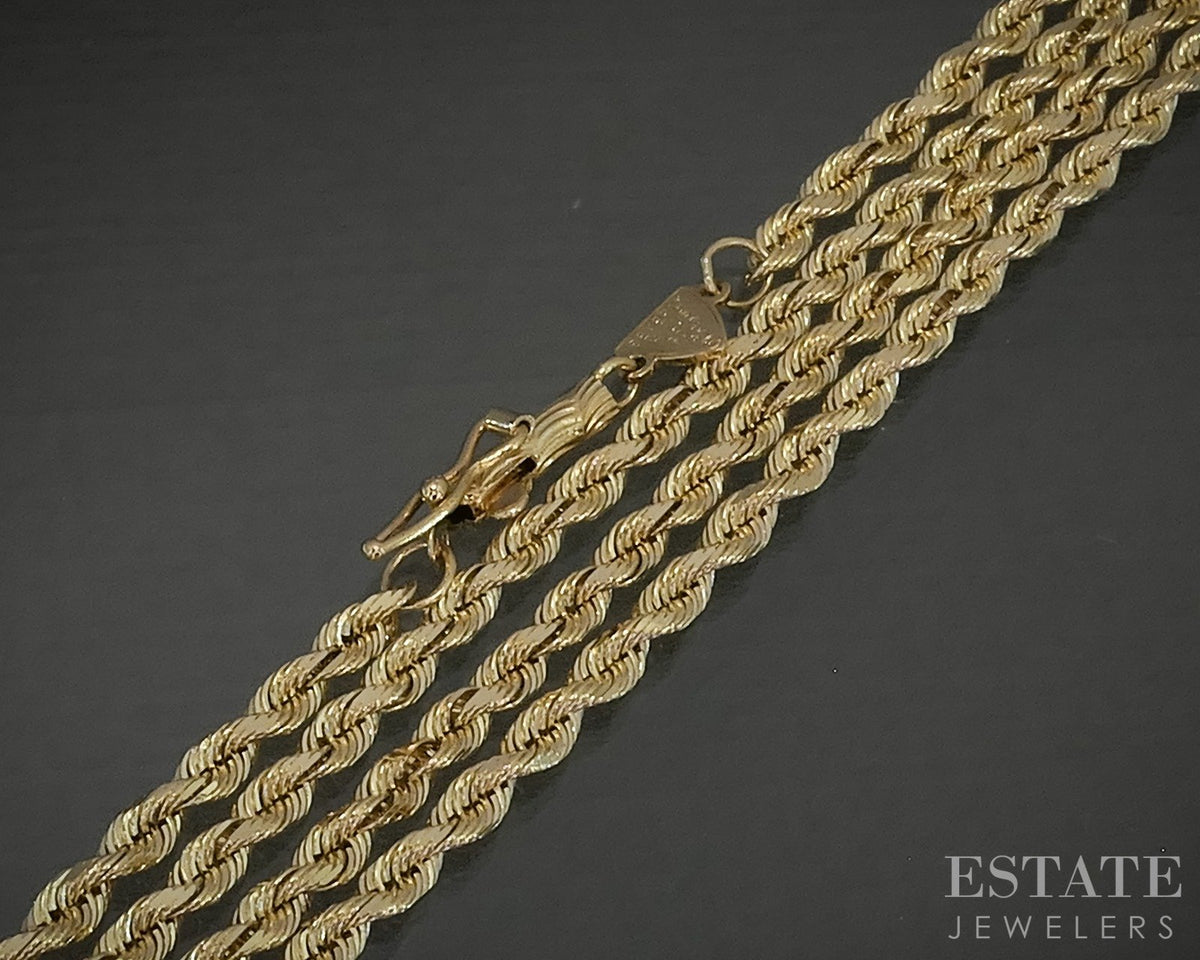 14k Yellow Gold 2.6mm Diamond Cut Rope Chain Link Necklace 10.4g 22"L p29350