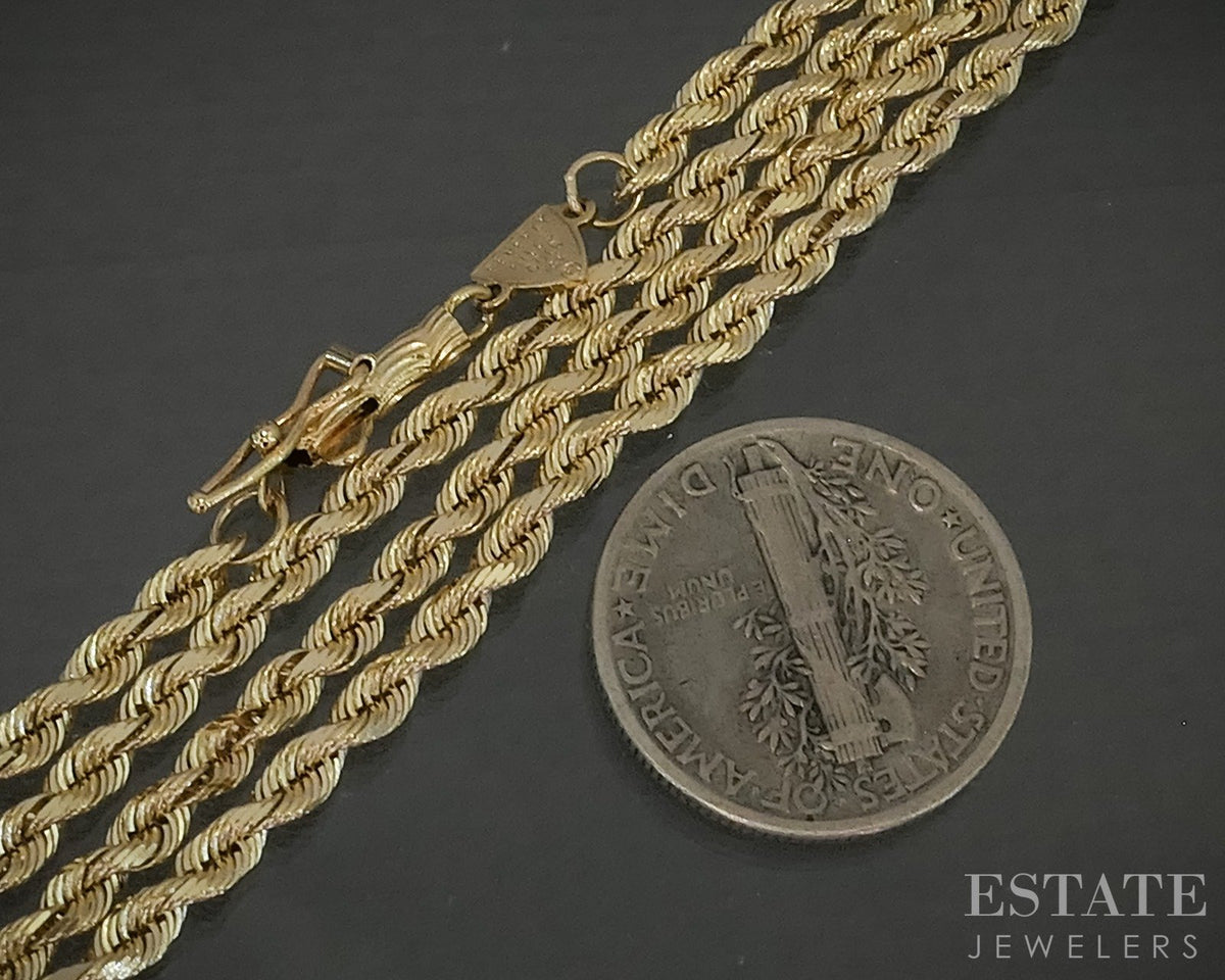 14k Yellow Gold 2.6mm Diamond Cut Rope Chain Link Necklace 10.4g 22"L p29350