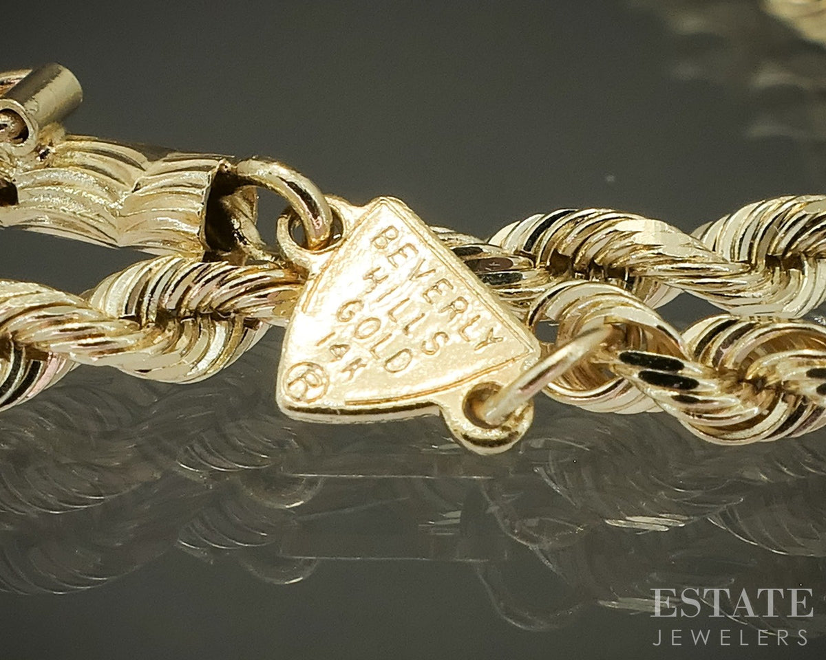 14k Yellow Gold 2.6mm Diamond Cut Rope Chain Link Necklace 10.4g 22"L p29350