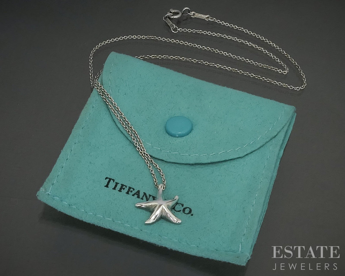 Sterling Silver Tiffany & Co. Elsa Peretti Starfish Necklace 3.4g 16"L p29090