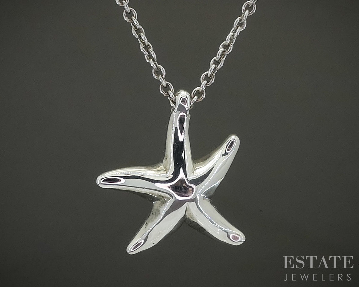 Sterling Silver Tiffany & Co. Elsa Peretti Starfish Necklace 3.4g 16"L p29090