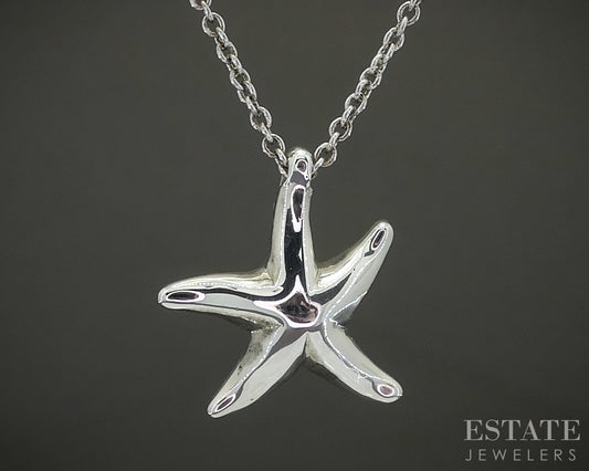 Sterling Silver Tiffany & Co. Elsa Peretti Starfish Necklace 3.4g 16"L p29090