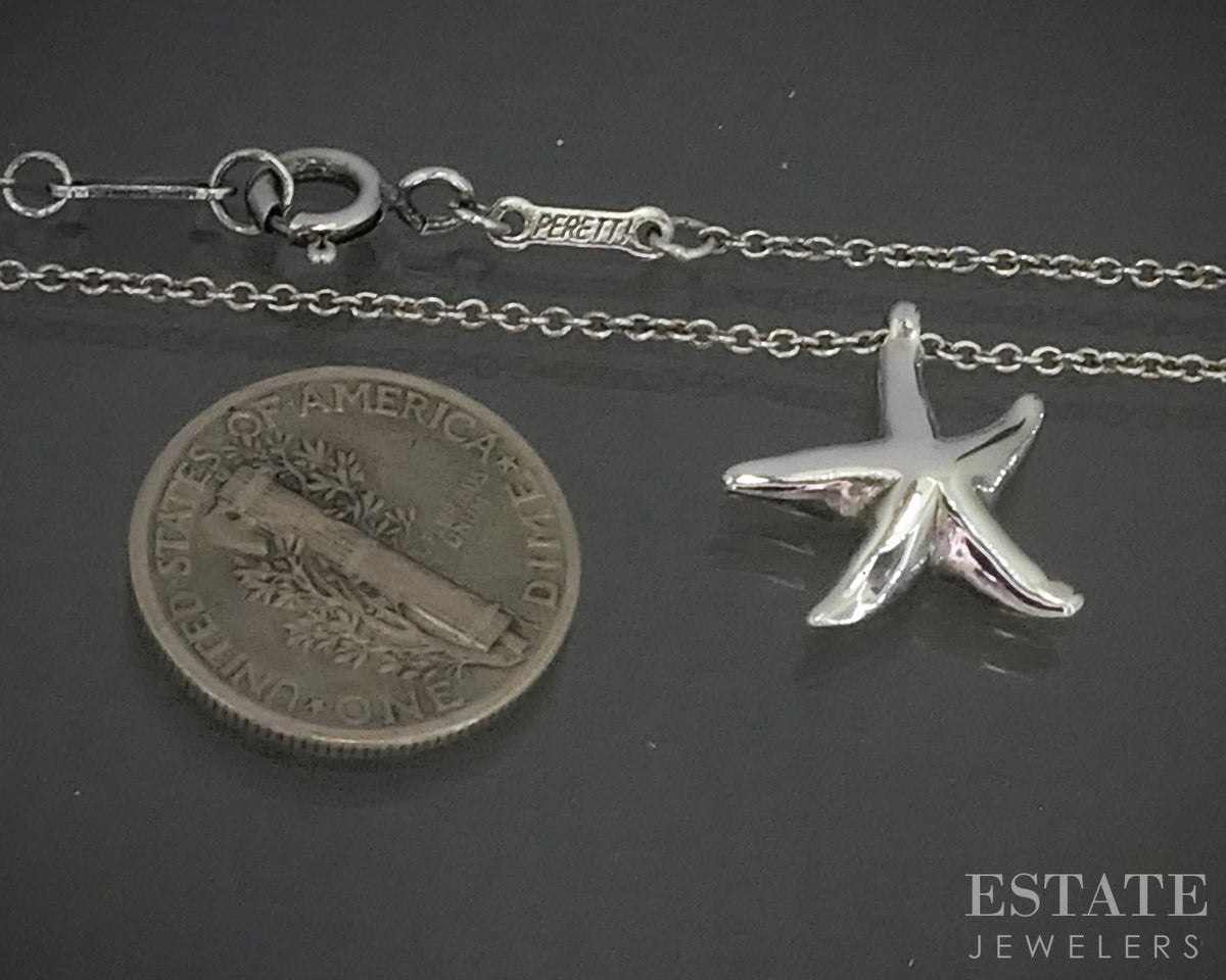 Sterling Silver Tiffany & Co. Elsa Peretti Starfish Necklace 3.4g 16"L p29090