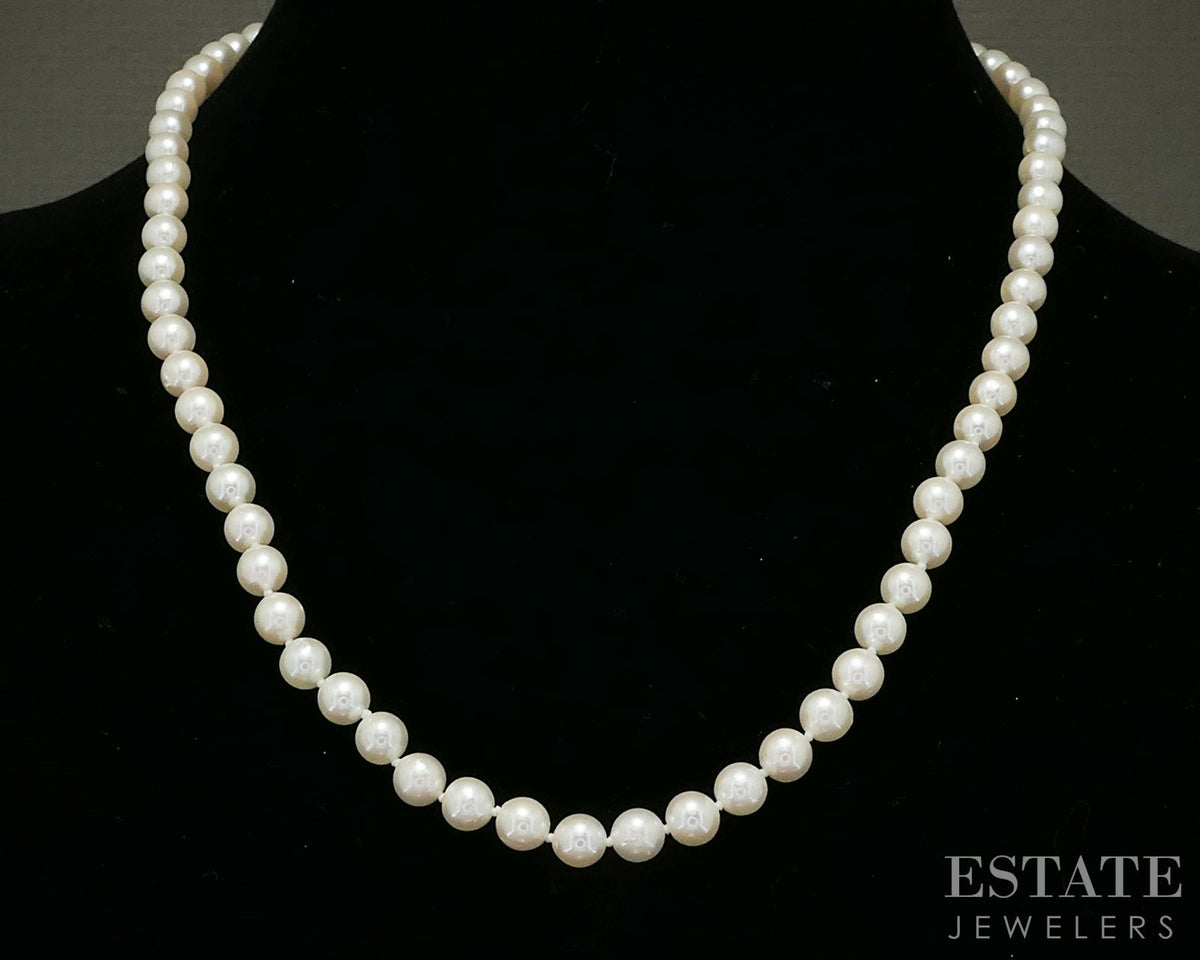 14k Yellow Gold 6mm Cultured Akoya Pearl Ladies Necklace 18"L p28924