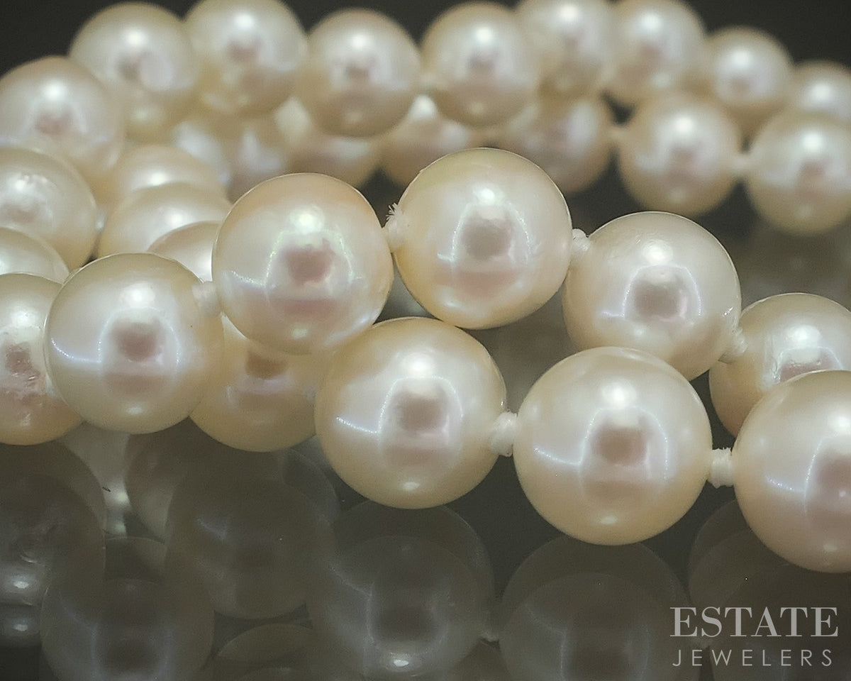 14k Yellow Gold 6mm Cultured Akoya Pearl Ladies Necklace 18"L p28924