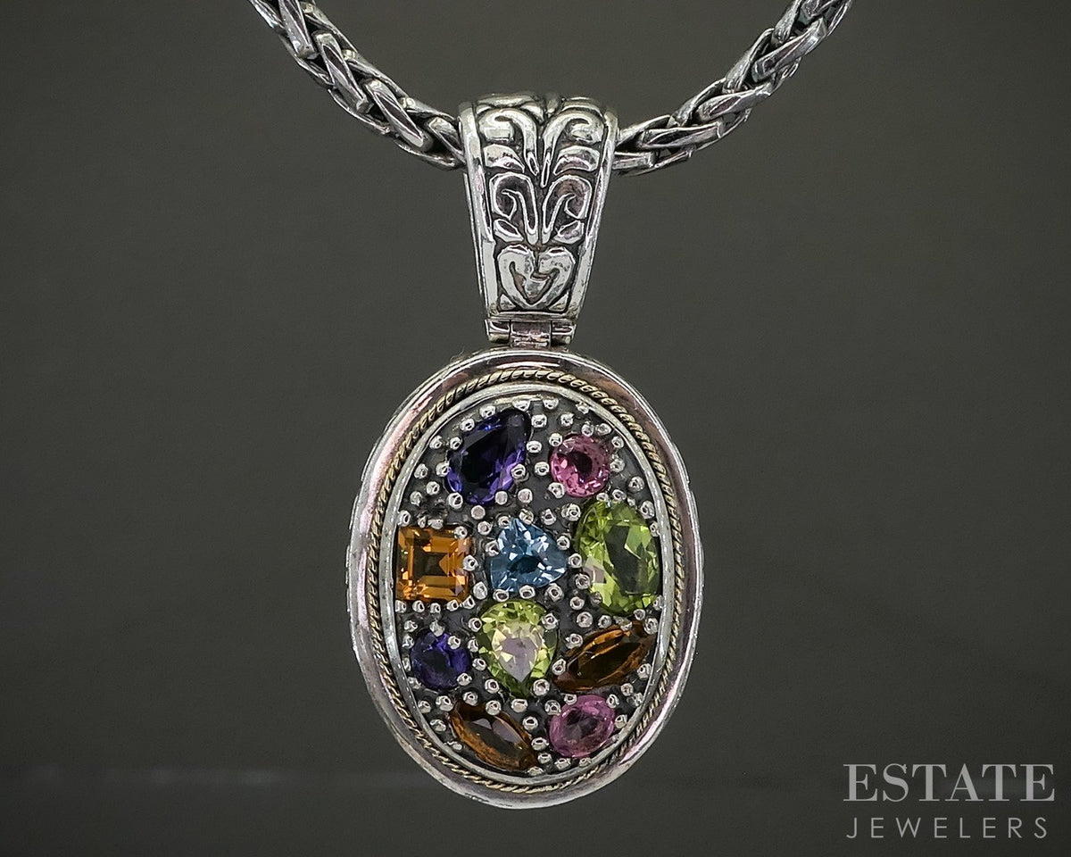 18k Sterling EFFY Natural Multi Gem Balissima Ladies Necklace 32g 18"L p29082