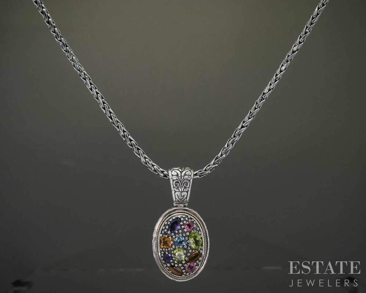 18k Sterling EFFY Natural Multi Gem Balissima Ladies Necklace 32g 18"L p29082