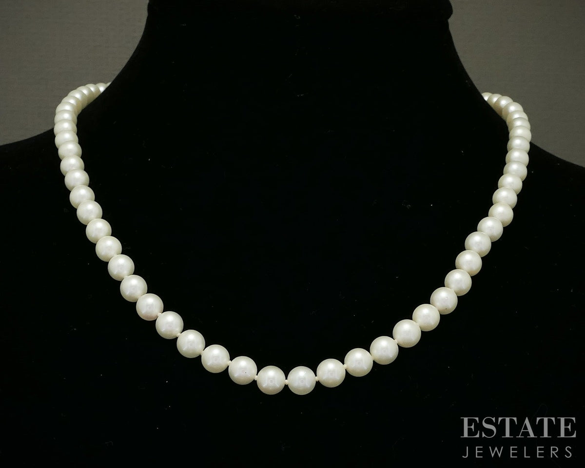 14k Yellow Gold 5.5mm Cultured Akoya Pearl Ladies Necklace 18"L p28926