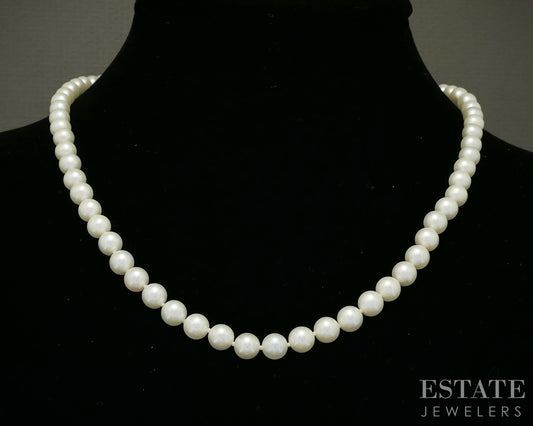 14k Yellow Gold 5.5mm Cultured Akoya Pearl Ladies Necklace 18"L p28926