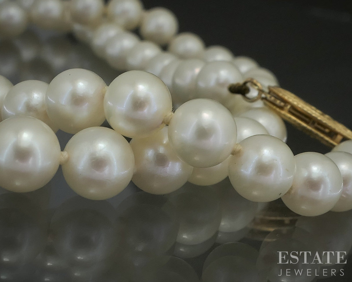 14k Yellow Gold 5.5mm Cultured Akoya Pearl Ladies Necklace 18"L p28926