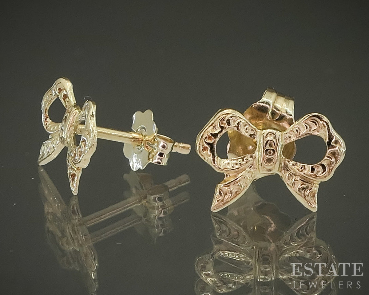 14k Yellow Gold Bow Stud Earrings 0.4g p29242