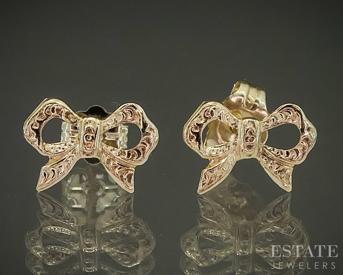 14k Yellow Gold Bow Stud Earrings 0.4g p29242