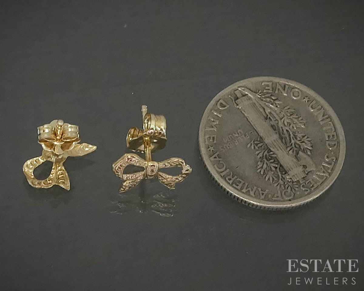 14k Yellow Gold Bow Stud Earrings 0.4g p29242