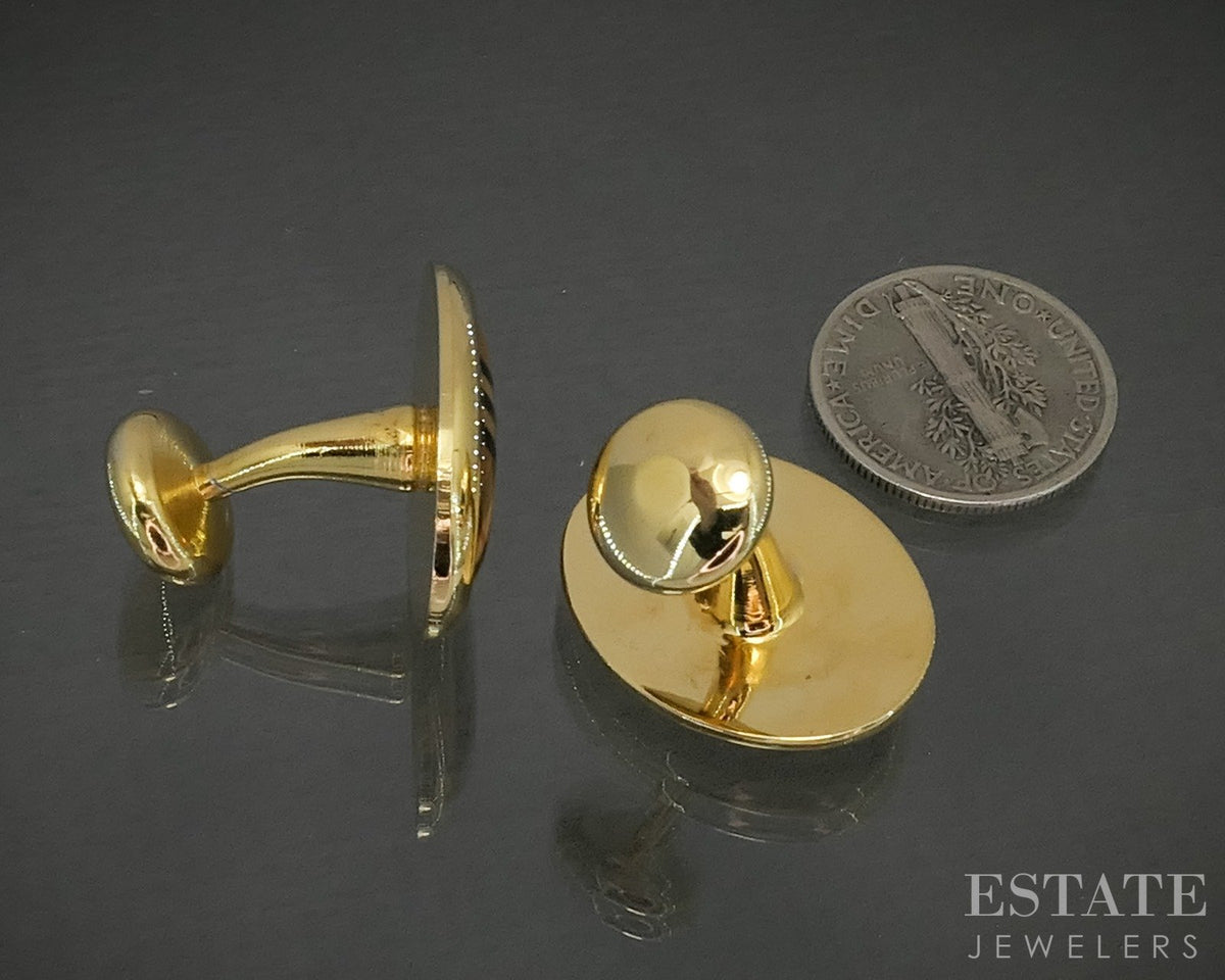 Gold Tone Burberry Novo Check Plaid Oval Men's Cufflinks p29261