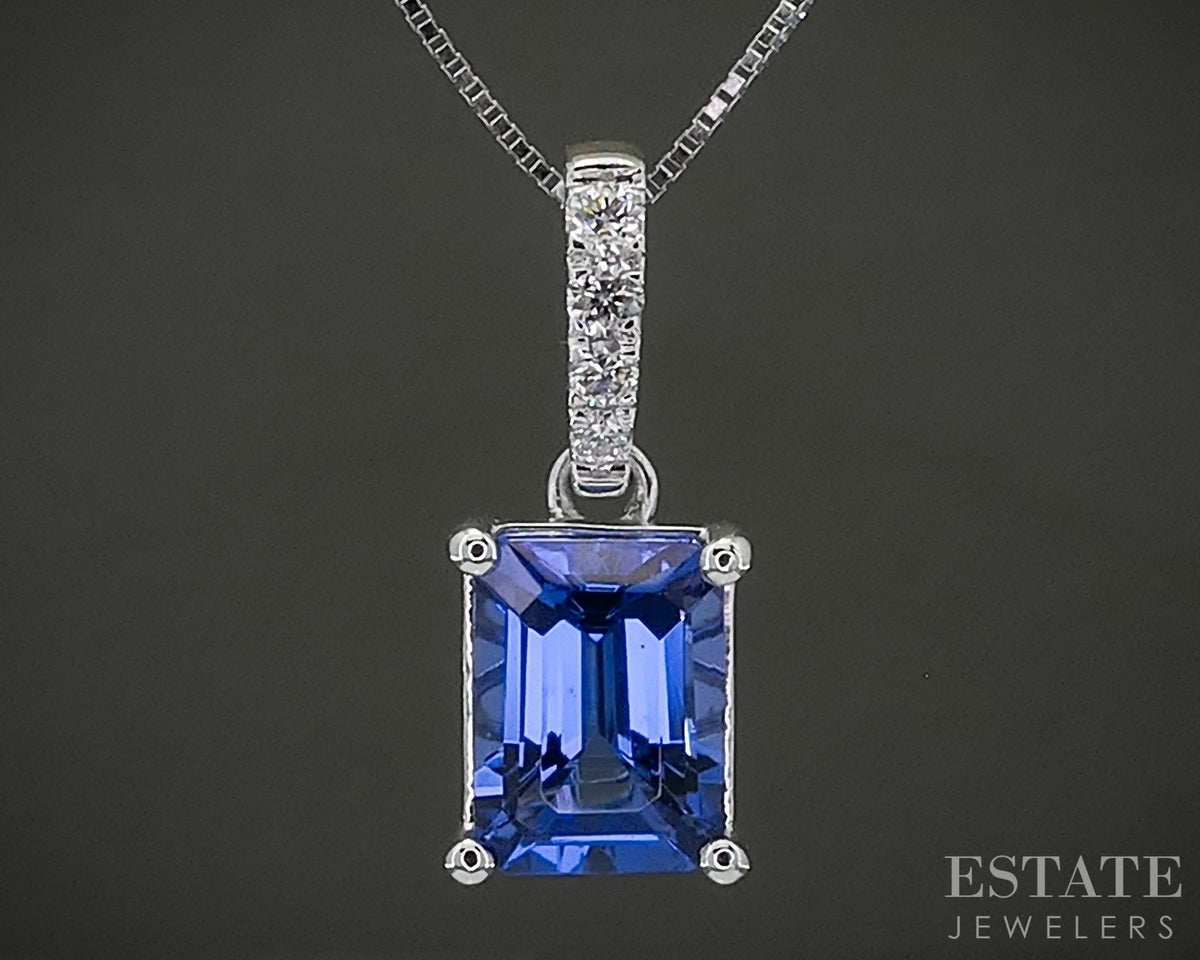Platinum Rhapsody Natural Tanzanite & Diamond Ladies Necklace 3.4g 19"L p27737