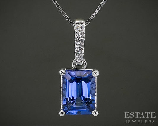 Platinum Rhapsody Natural Tanzanite & Diamond Ladies Necklace 3.4g 19"L p27737