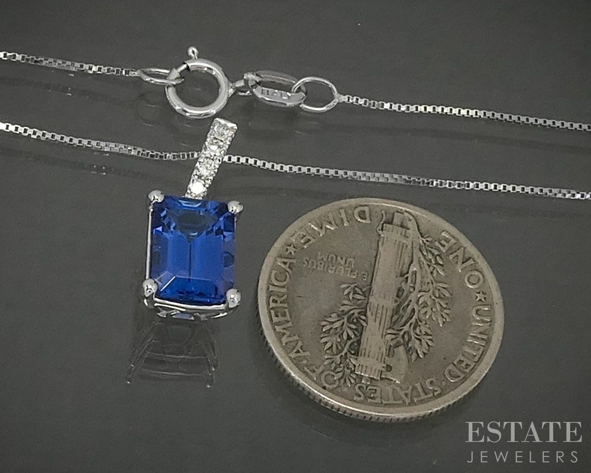 Platinum Rhapsody Natural Tanzanite & Diamond Ladies Necklace 3.4g 19"L p27737