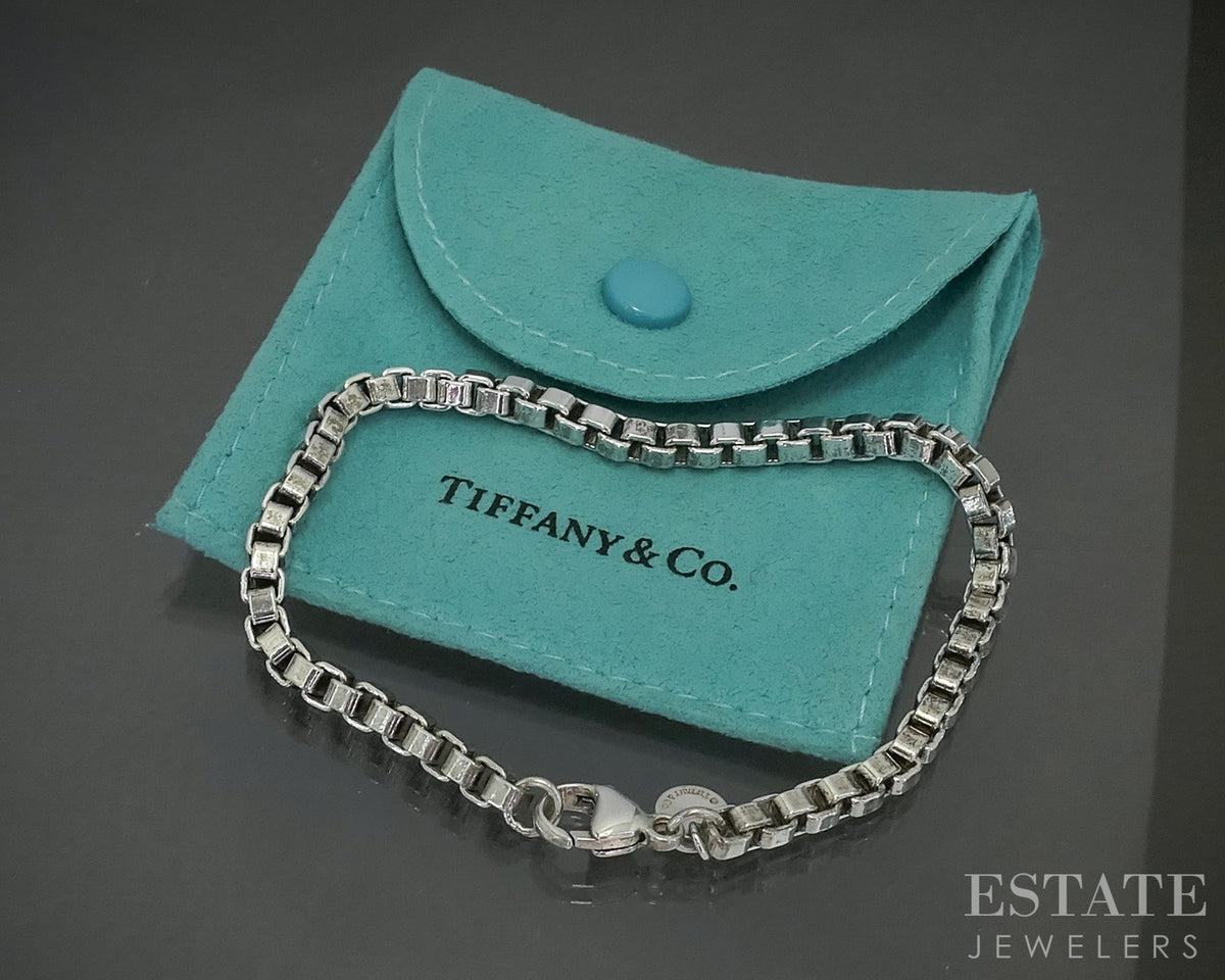 Sterling Tiffany & Co. Venetian Box Chain Link Ladies Bracelet 16g 7.5"L p29108
