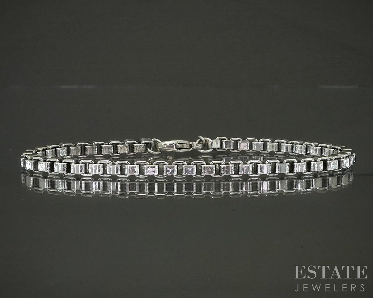 Sterling Tiffany & Co. Venetian Box Chain Link Ladies Bracelet 16g 7.5"L p29108
