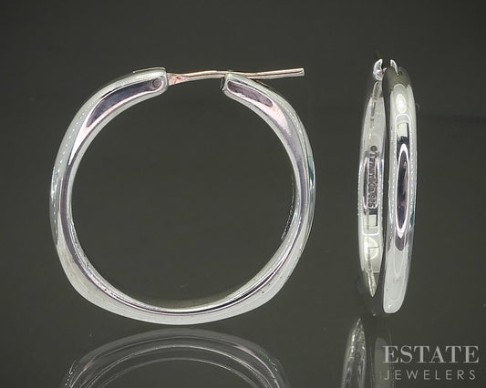 Sterling Silver Tiffany & Co. Cushion Hoop Ladies Earrings 11.8g p29085