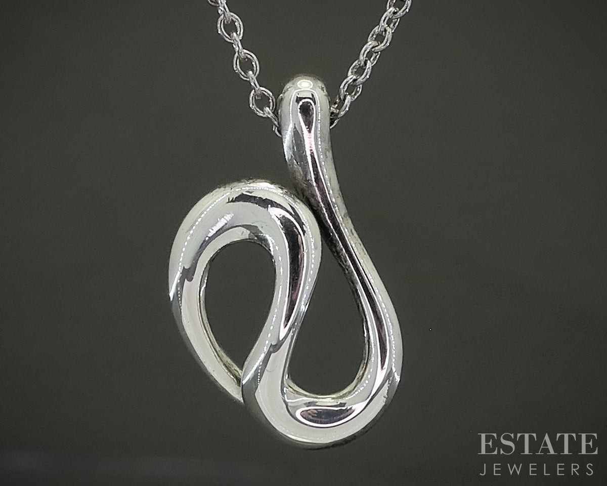 Sterling Silver Tiffany & Co. Elsa Peretti Open Wave Necklace 2.8g 16"L p29106