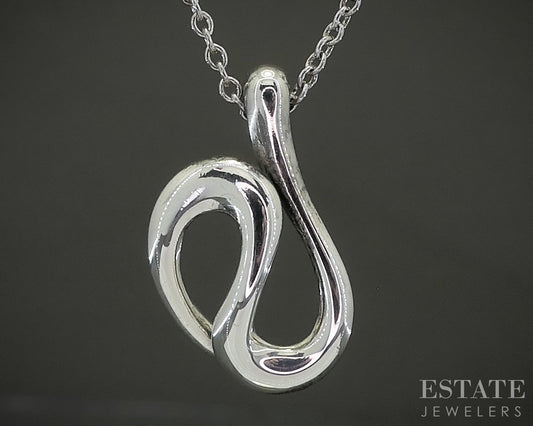 Sterling Silver Tiffany & Co. Elsa Peretti Open Wave Necklace 2.8g 16"L p29106