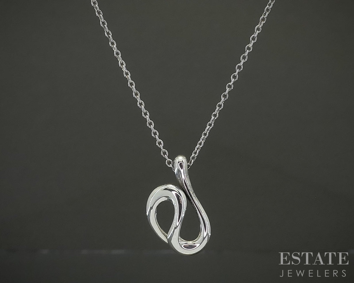 Sterling Silver Tiffany & Co. Elsa Peretti Open Wave Necklace 2.8g 16"L p29106